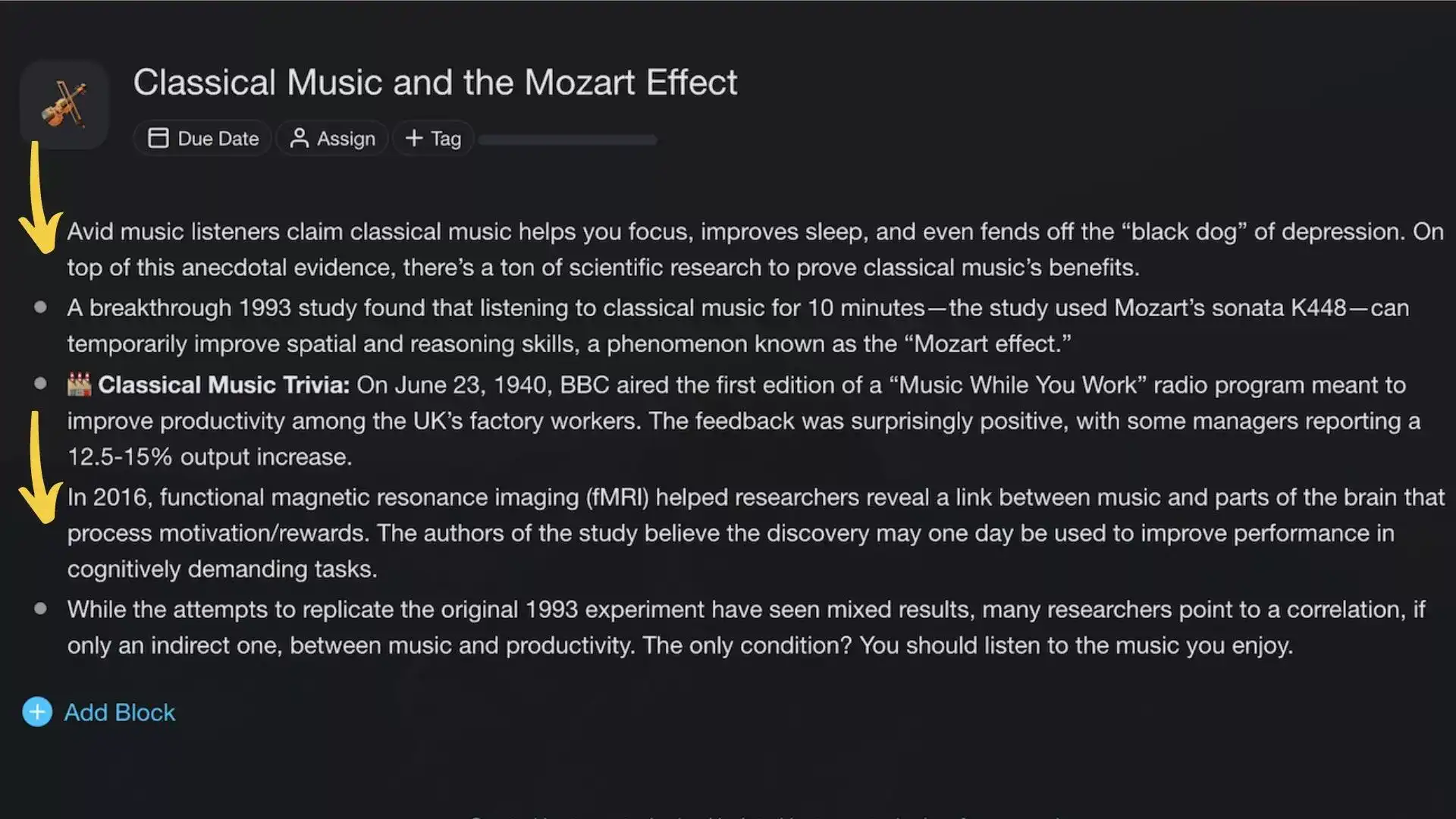 Regular notes taken using Taskade.