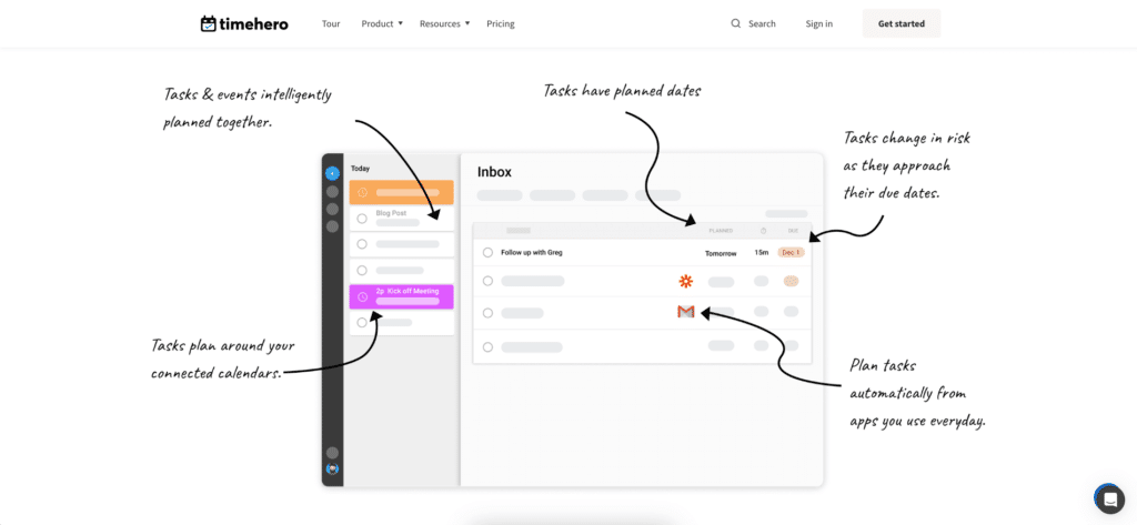 TimeHero user interface.