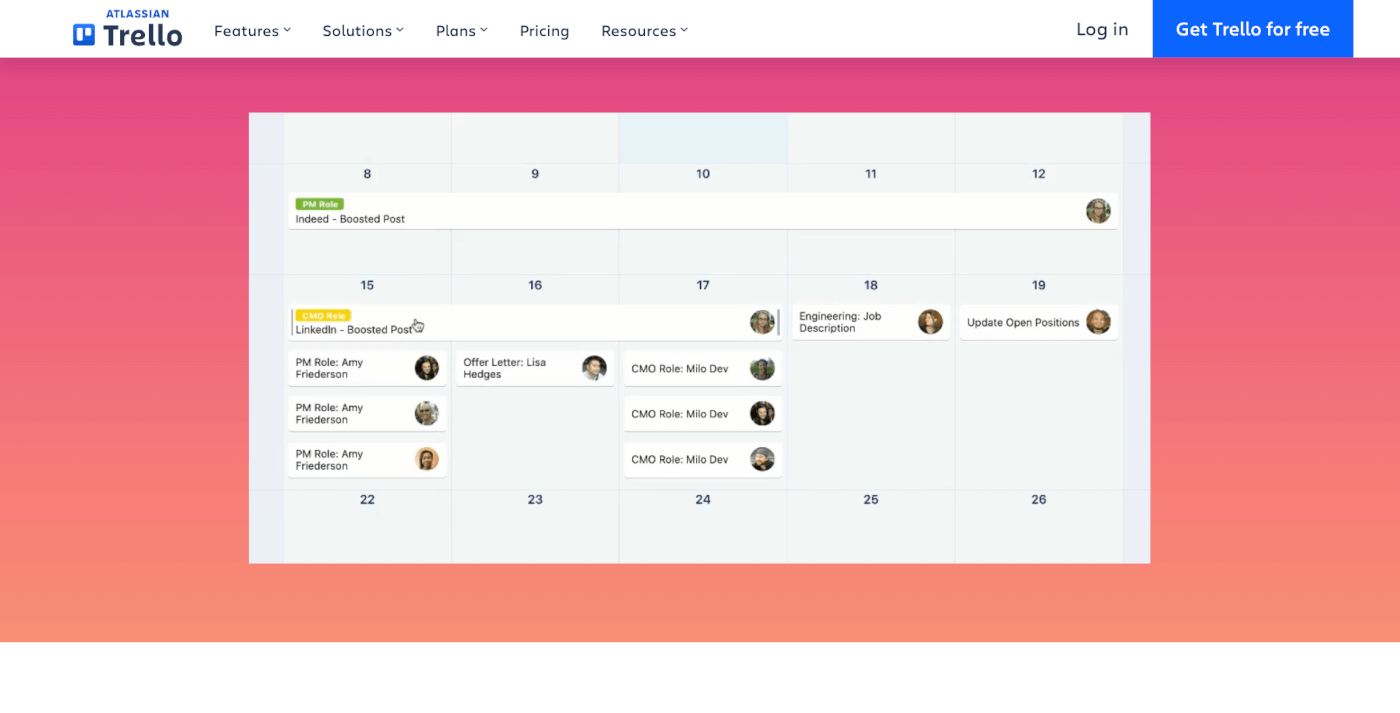 Trello user interface.