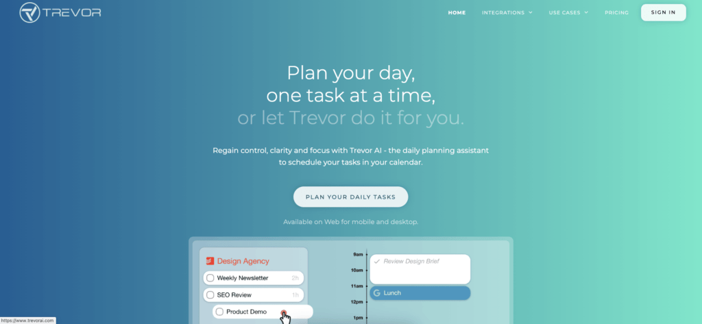 Trevor AI user interface.