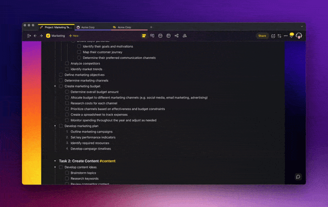 Taskade AI Assistant bulk commands.