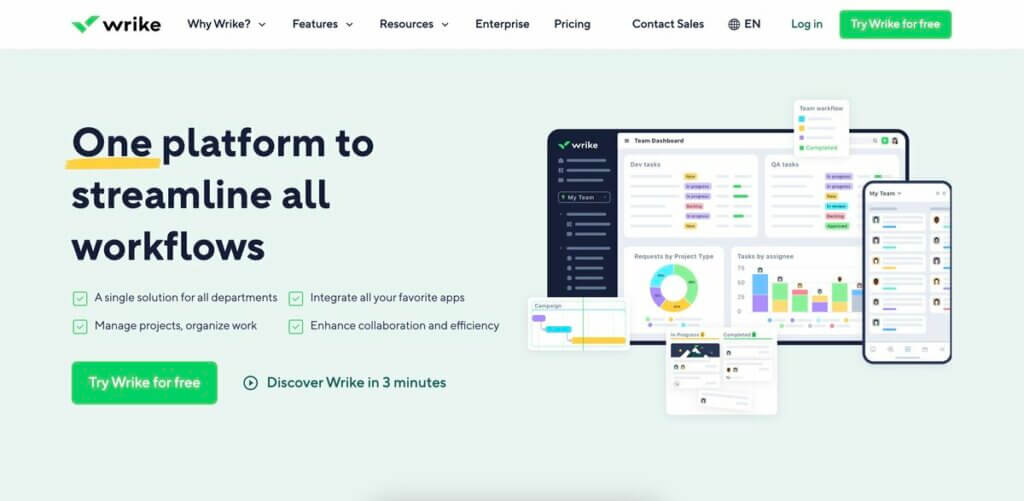 Wrike user interface.