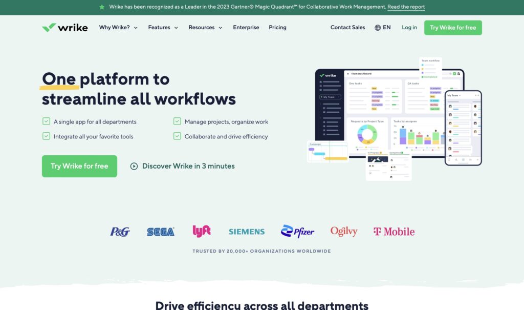 Wrike user interface.