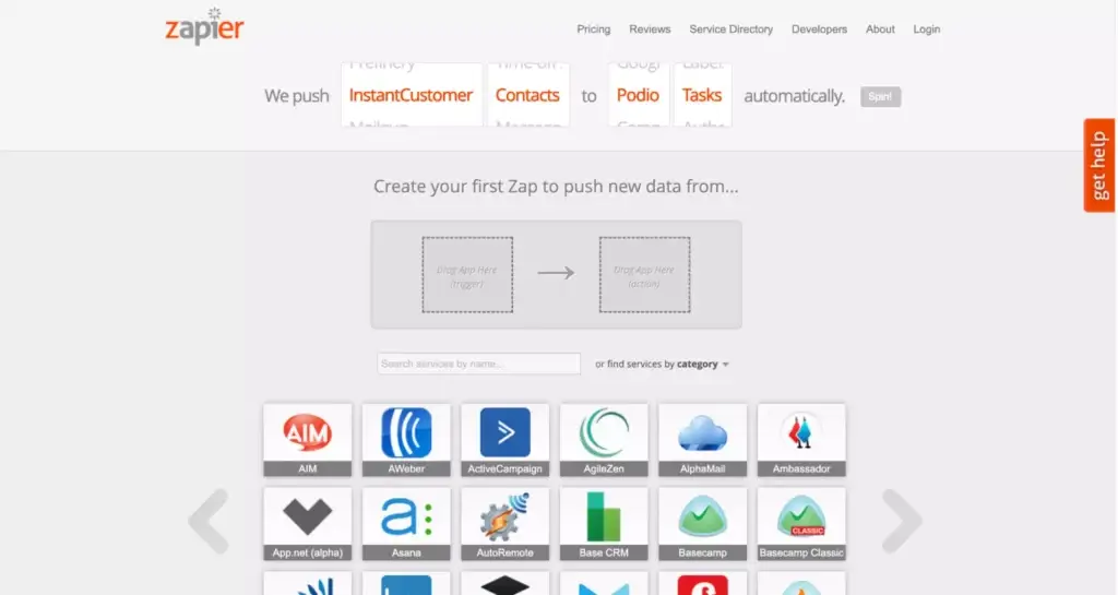 Zapier website in 2012.