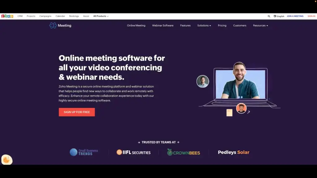 Zoho Meeting user interface screenshot.