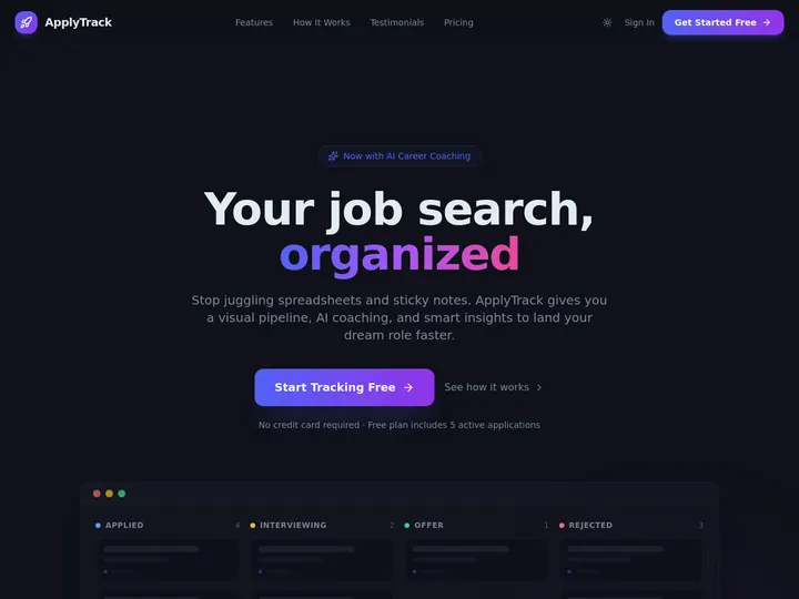 ApplyTrack job-tracker app built with Taskade Genesis