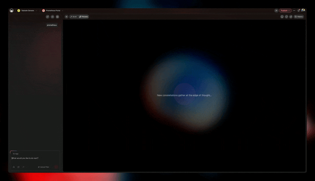 Taskade Genesis orb breathing — superposition made visible