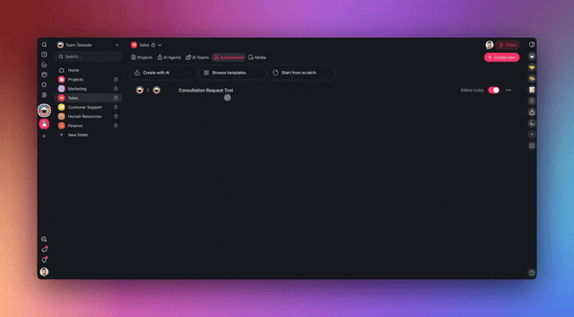 Agent tools producing dynamic, structured output inside a Taskade Genesis workspace