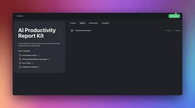 Live preview of Taskade AI Kits