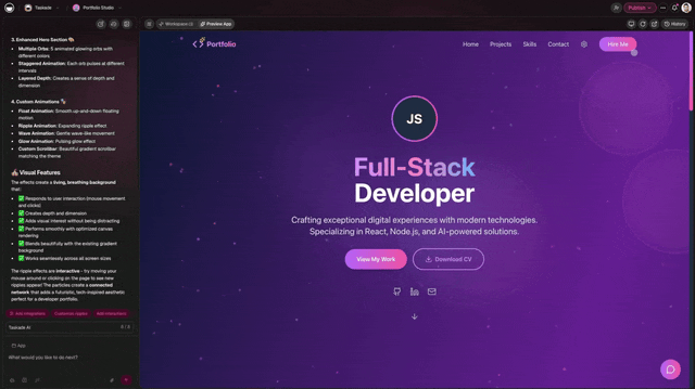 Publishing a vibe-coded app in Taskade Genesis, ship a finished app live so buyers can try it before they pay