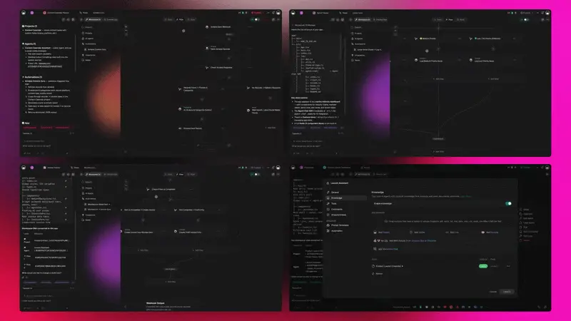 Taskade Genesis app kits arrive pre-wired to 100+ bidirectional integrations — the connector grid behind every Ops, Founder, Marketing, Sales, and Support kit
