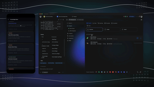 A workspace memory knowledge graph connecting projects, agents, and automations — how AI app builders with memory persist context in 2026