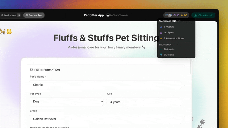 Taskade Community Profiles — publish apps, link your bio and socials