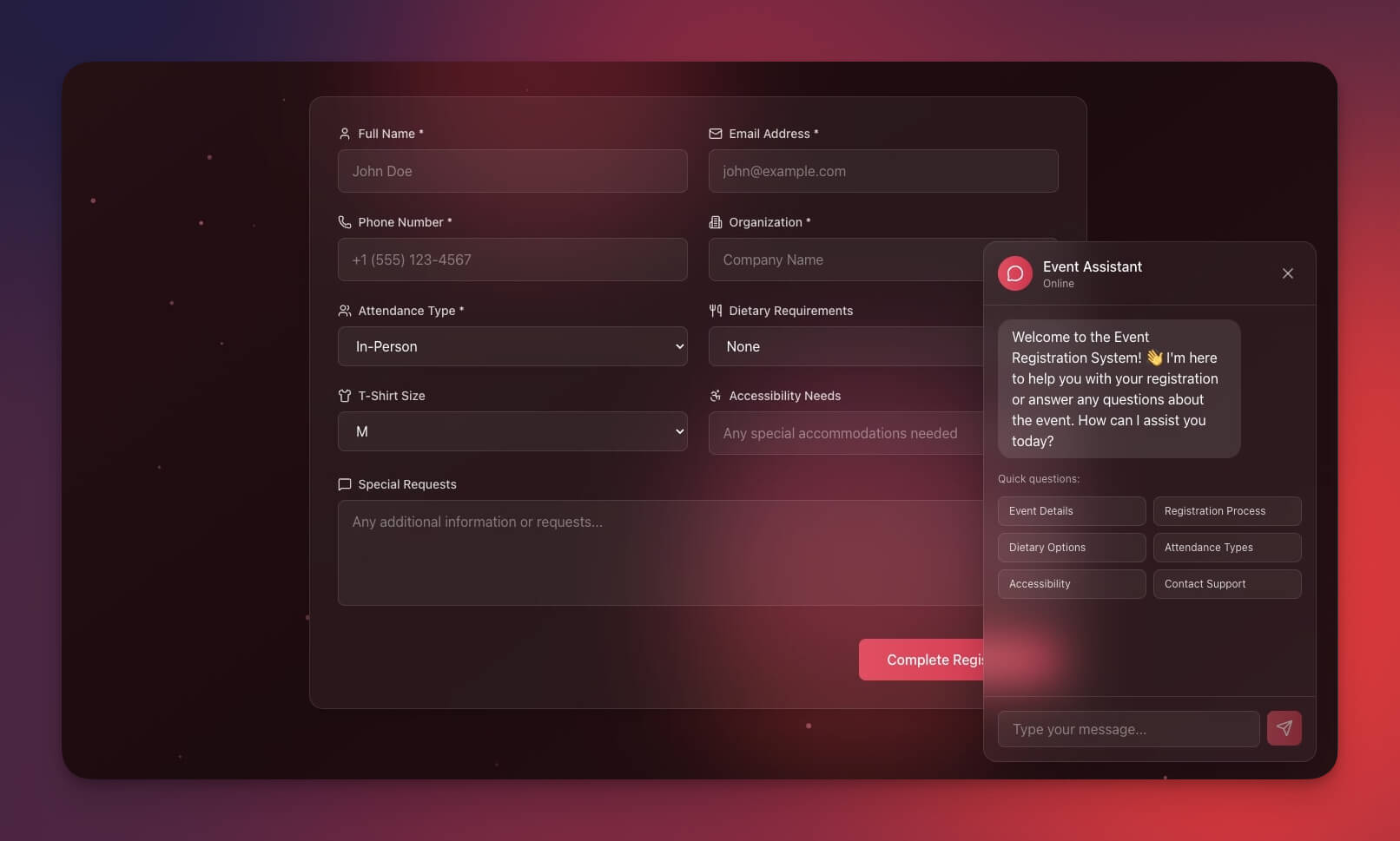 Event portal RSVP flow