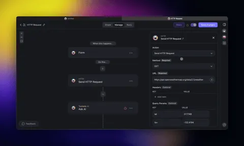Automation loops running step by step inside a Taskade workspace