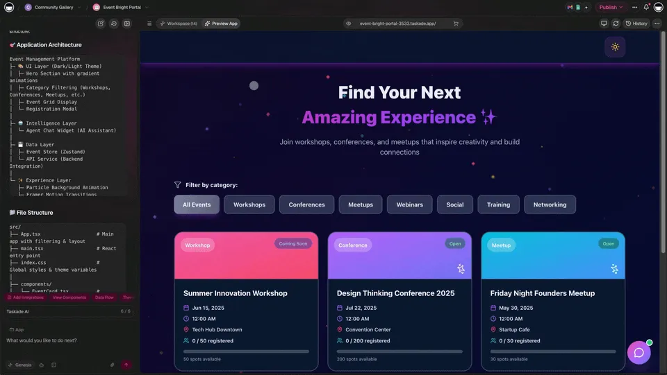 Taskade Genesis workspace DNA — AI agents working in your workspace
