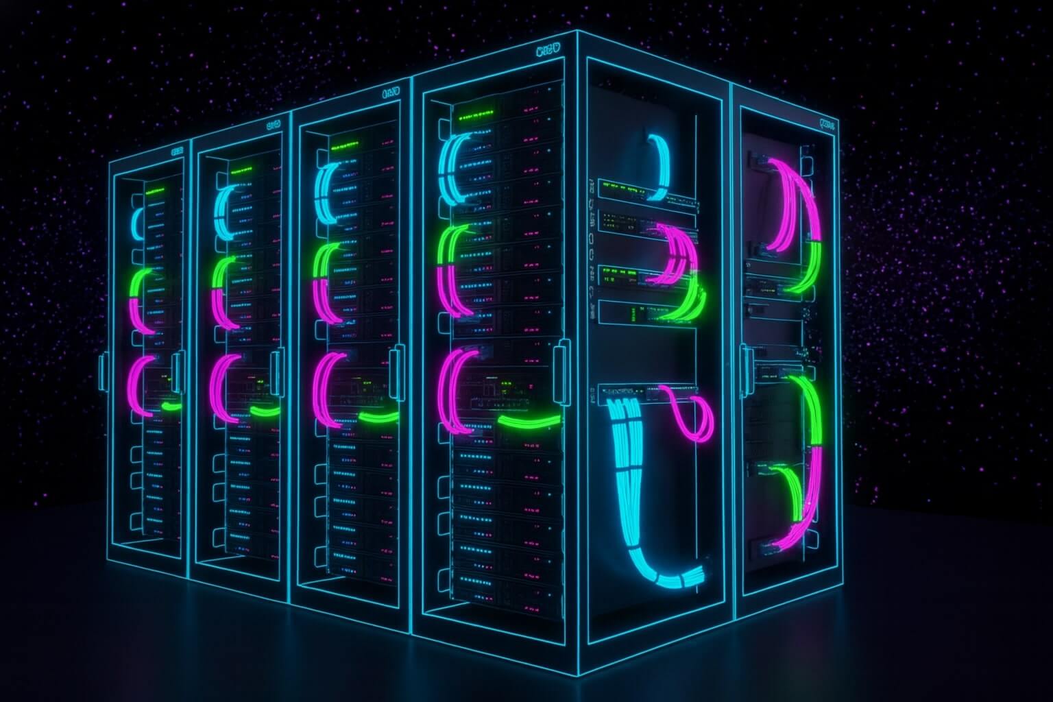 A server rack from the early shared-hosting era — the kind of hardware that sat behind every cPanel login screen